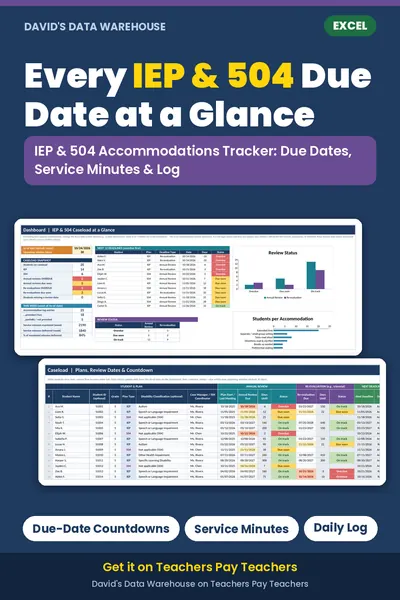 IEP & 504 Accommodations Tracker – K-12 Excel tracker preview